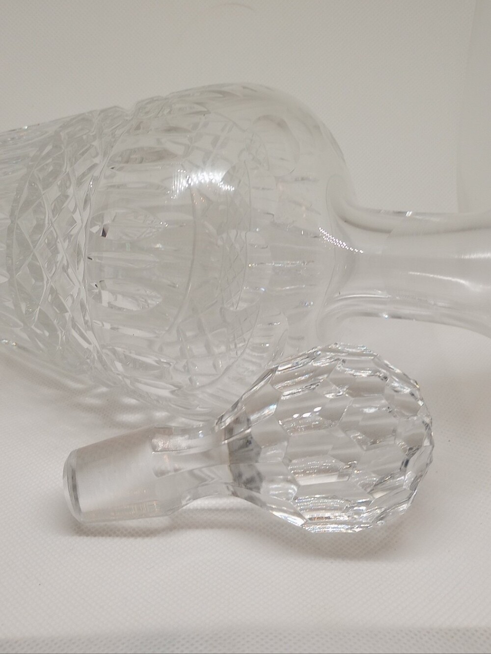 Cut Crystal Decanter with Faceted Stopper - Clear